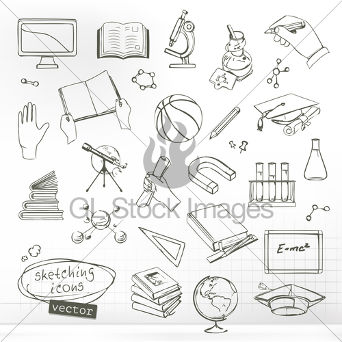 500x500 Studying And Education, Sketches Of Icons Vector Set Gl Stock Images - Sketch Education