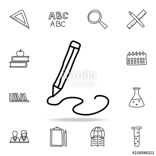 500x500 Pencil And Line Sketch Icon. Element Of Education Icon For Mobile - Sketch Education