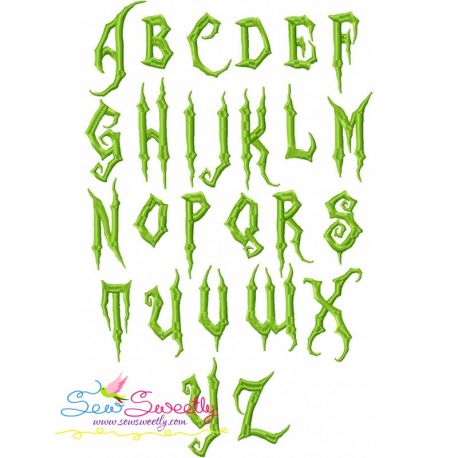 458x458 Halloween Scary Font Set Machine Embroidery Design With Bx Format - Sketch Embroidery Font