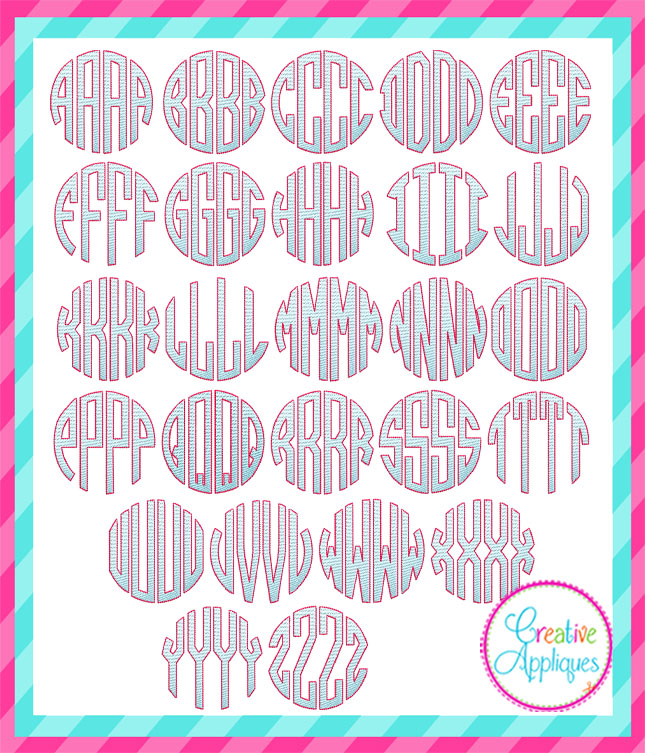 645x753 4 Letter Sketch Stitch Monogram Font - Sketch Embroidery Font