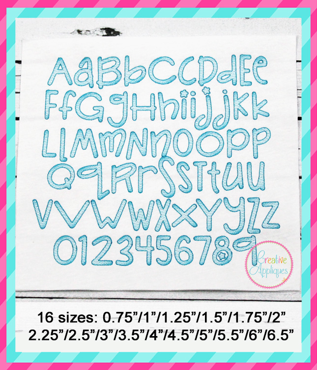 645x753 Sketch Embroidery Font Silly Monkey - Sketch Embroidery Font