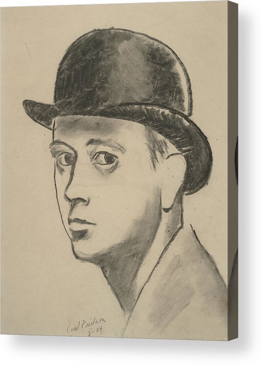 538x750 Self Portrait Sketch Of Carl Erickson Acrylic Print By Carl Oscar - Sketch Erickson
