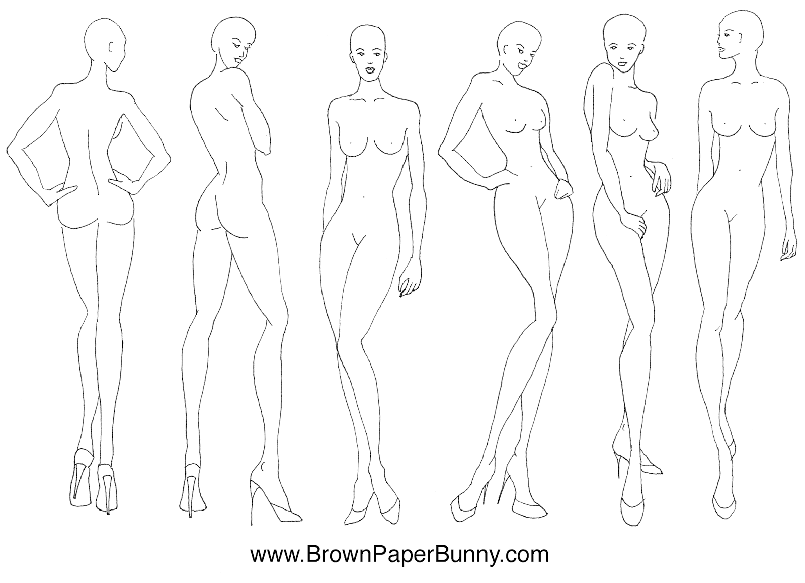 1600x1158 Fashion Illustration Croquis Brown Paper Bunny Studio - Sketch Fashion Template