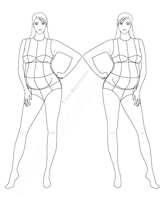 612x792 Model Sketch Template Fashion Templates Silhouette Male Download - Sketch Fashion Template