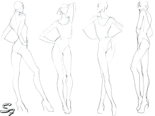 500x373 Download Figure Sketch Different Poses Template For Drawing - Sketch Fashion Template