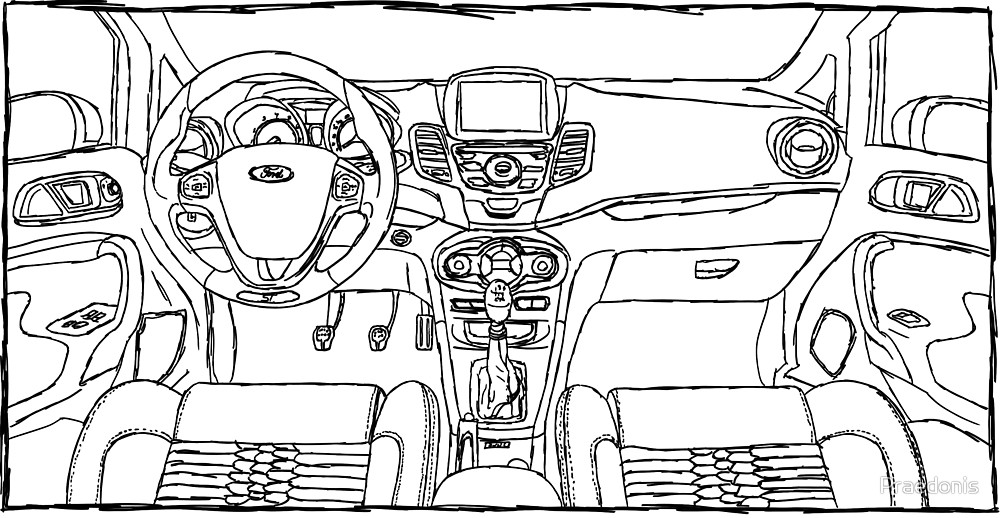 1000x518 Ford Fiesta St Interior Sketch Art By Praedonis Redbubble - Sketch Fiesta