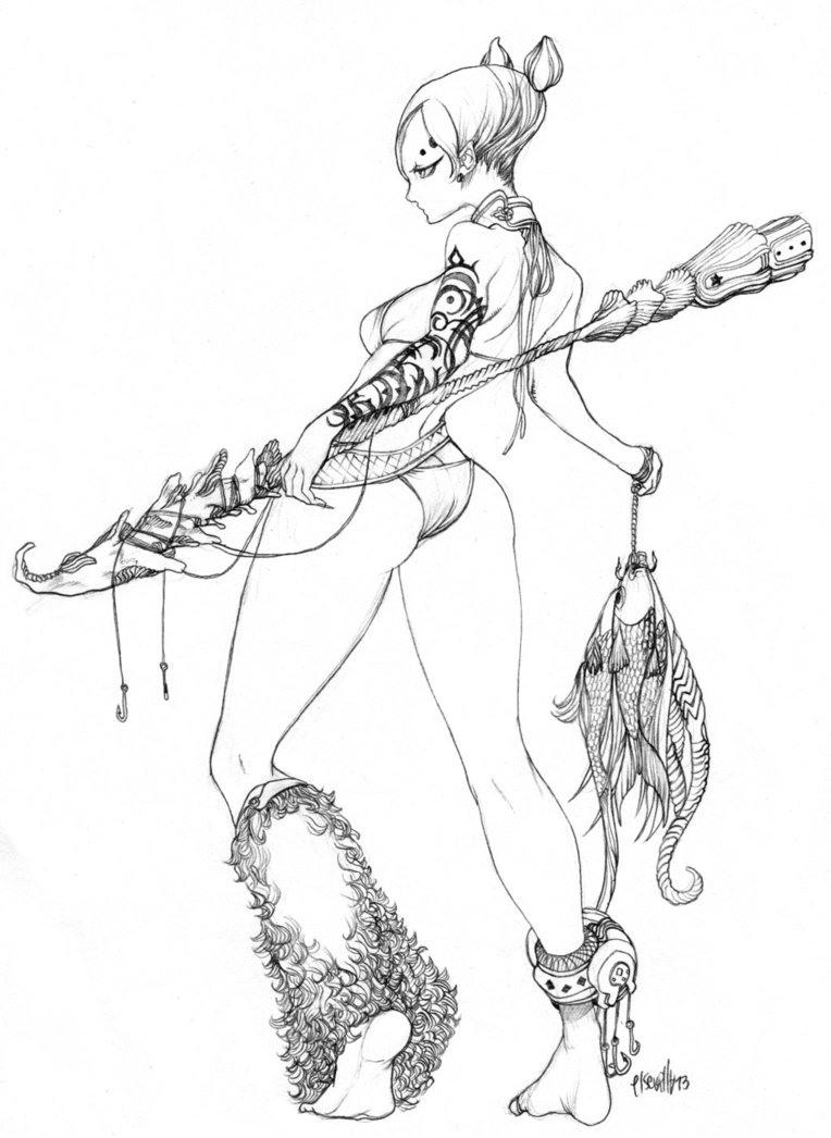 764x1046 Fisherman Lady By Elsevilla - Sketch Fisherman
