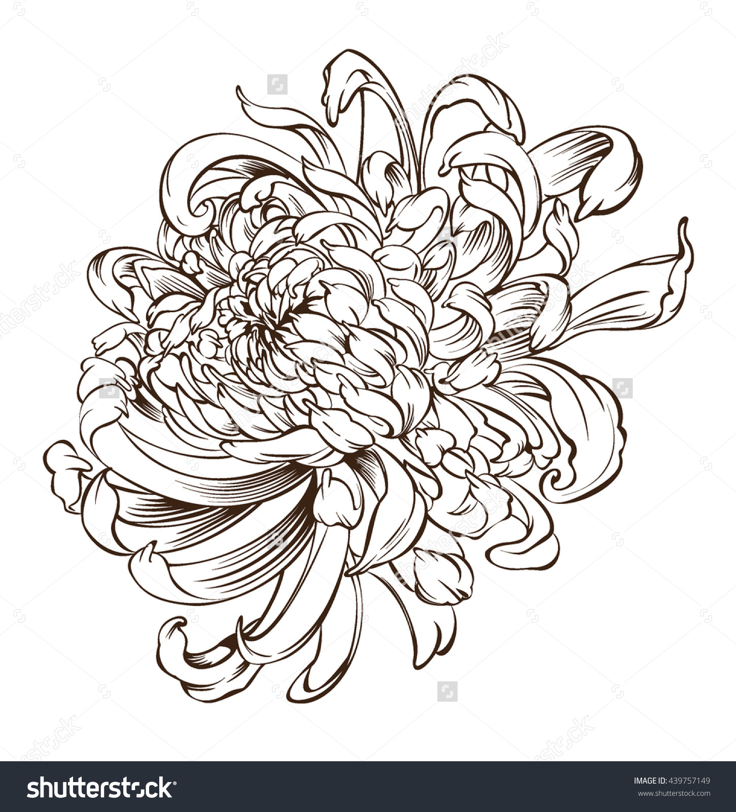 1451x1600 Sketch Of Beautiful Japanese Flower Tattoos - Sketch Flower Tattoo