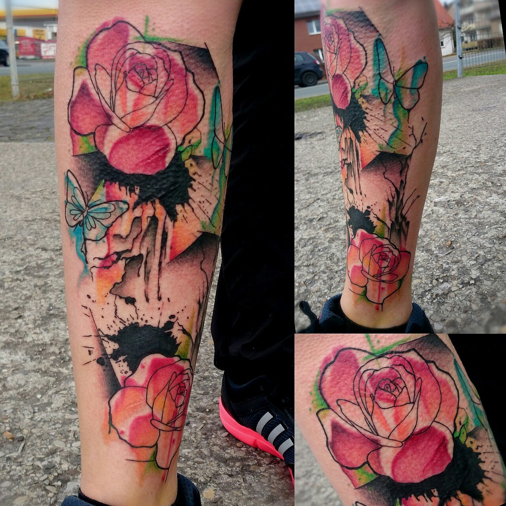1024x1024 Tattoo Trash Sketch Rose Black Splash - Sketch Flower Tattoo