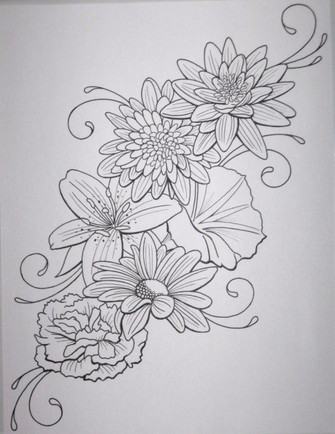 470x608 Daisy Flowers Tattoo Sketch - Sketch Flower Tattoo
