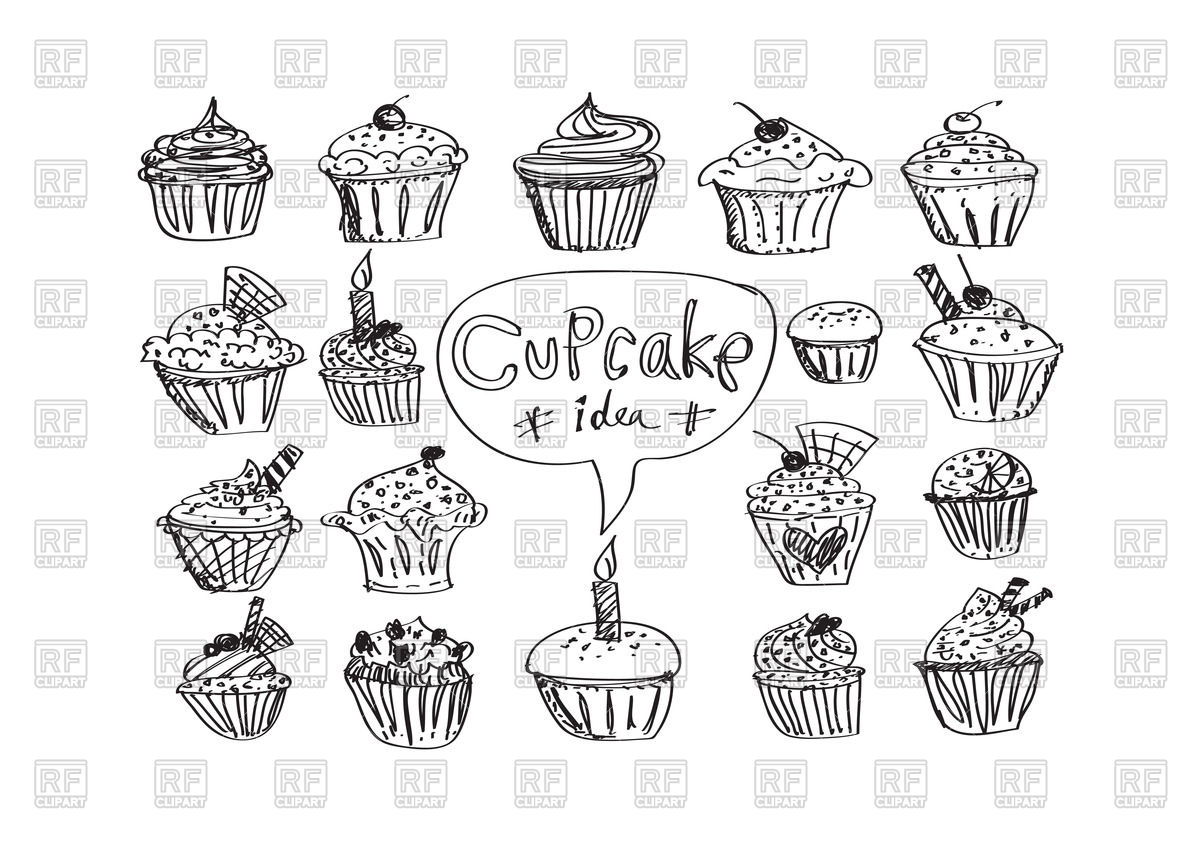 1200x848 Sketch Of Cupcakes Vector Image Vector Artwork Of Food And - Sketch Food