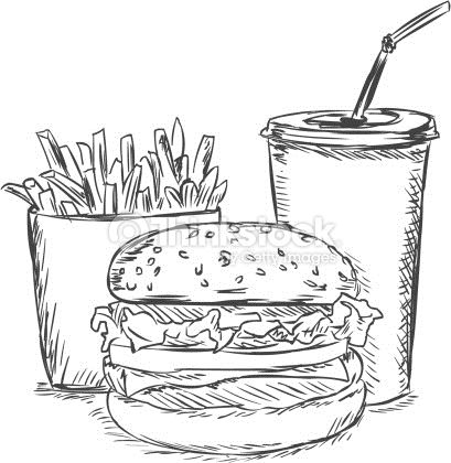 409x420 Take Away Food Sketches Black And White Vector Sketch - Sketch Food