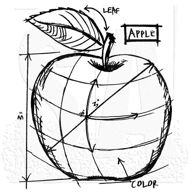 800x800 Tim Holtz Wood Mounted Stamp - Sketch For Apple