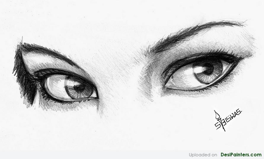 891x536 Pencil Sketch Of Eyes By Soumen - Sketch For Eyes