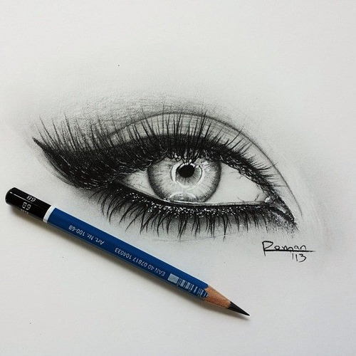 500x500 Art, Eye, Beauty, Artwork, Mascara, Drawing, Eyeliner, Glamour - Sketch For Eyes