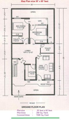 236x409 30x60 House Plan,elevation,3d View, 30x60 House Plan - Sketch For House Construction