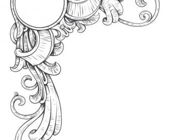 336x280 Vintage Sketch Floral Frame - Sketch Frame