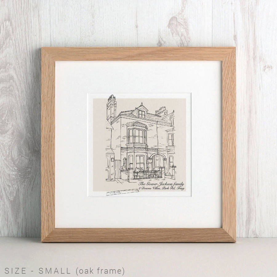 900x900 Hand Drawn Bespoke House Sketch By Letterfest - Sketch Frame