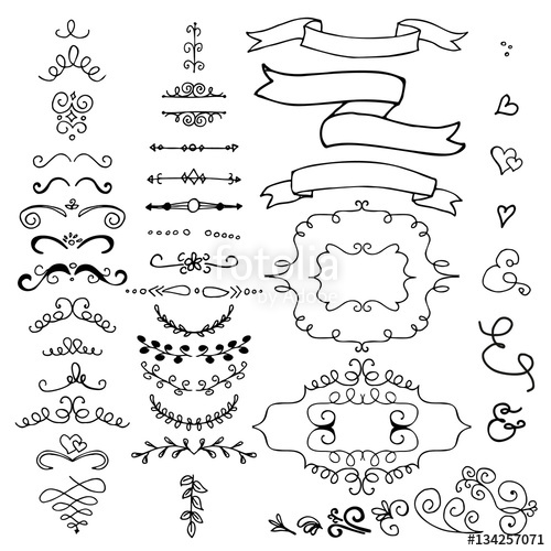 500x500 Hand Drawn Pencil Border, Frames, Ribbon. Sketch Design Concept - Sketch Frames