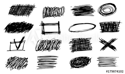500x297 Set Of Simple Bold Hatching Doodle Lines, Curves, Frames. Pencil - Sketch Frames