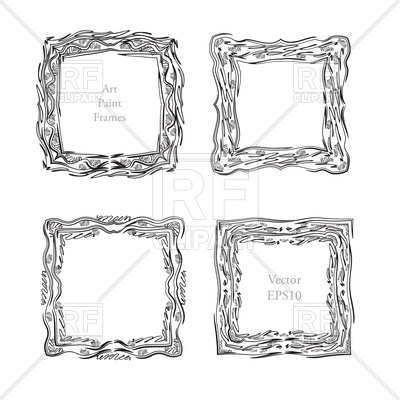 400x400 Sketch Art Frame Decorative Collection Vector Image Vector - Sketch Frames