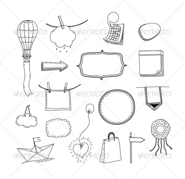 590x572 Vector Hand Drawn Message Frames Set By Bloomicon Graphicriver - Sketch Frames