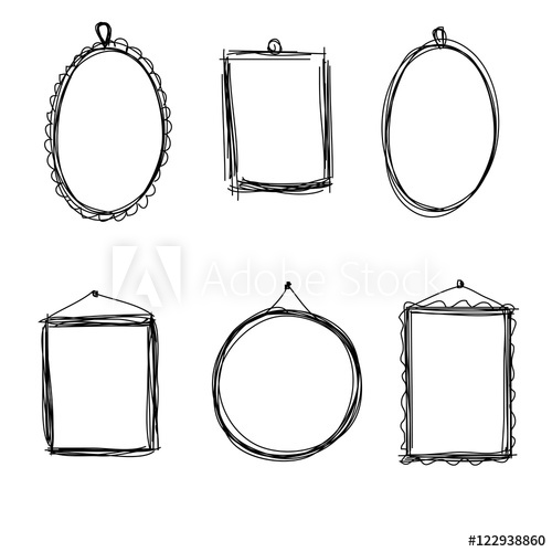 500x500 Vintage Sketch Frames, Isolated On White Background. Vector - Sketch Frames
