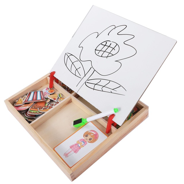 640x640 Lcll Mwz Magnetic Fun Jigsaw Children Wooden Puzzle Board Box - Sketch Games For Girls