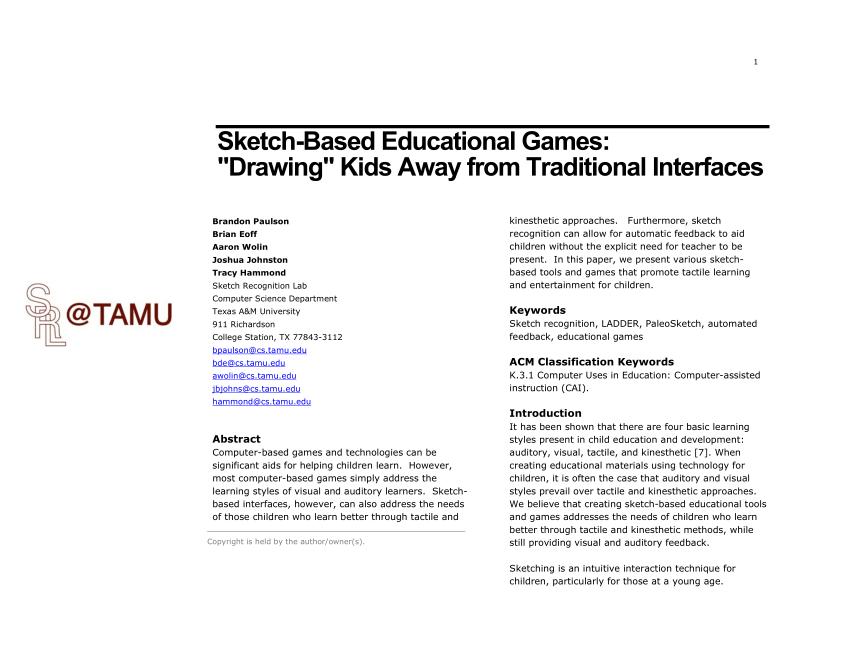 850x657 Pdf) Sketch Based Educational Games Drawing Kids Away From - Sketch Games For Kids