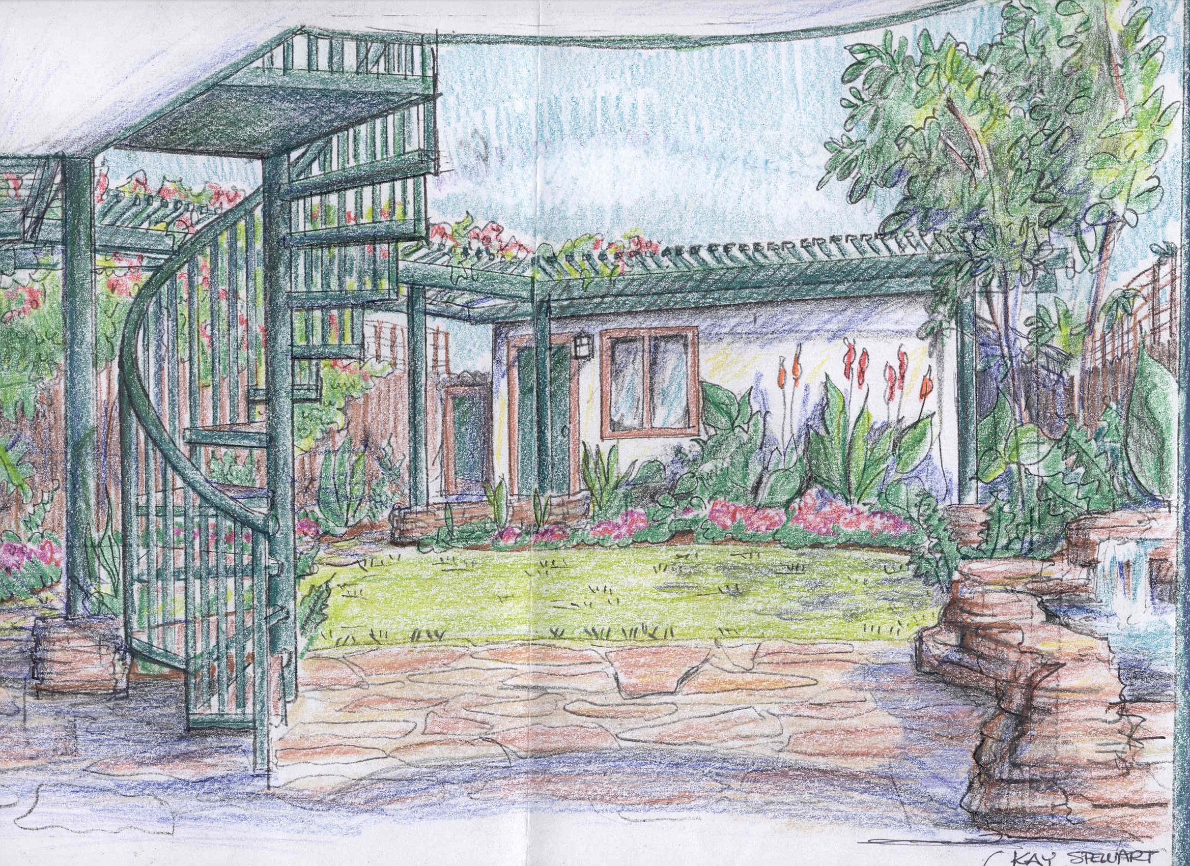 2338x1702 Coronado Crowe Garden Sketch - Sketch Garden