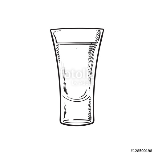500x500 Full Glass Of Black And White Tequila, Sketch Vector Illustration - Sketch Glass
