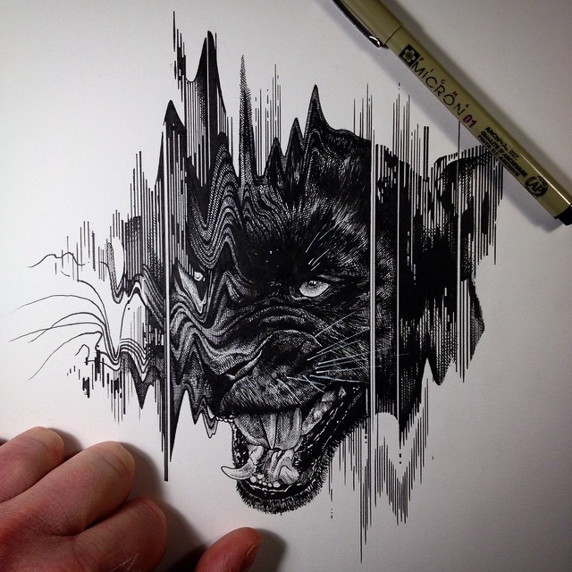 640x640 Panther By Paul Jackson. Sketch Pen, 2015 - Sketch Glitch