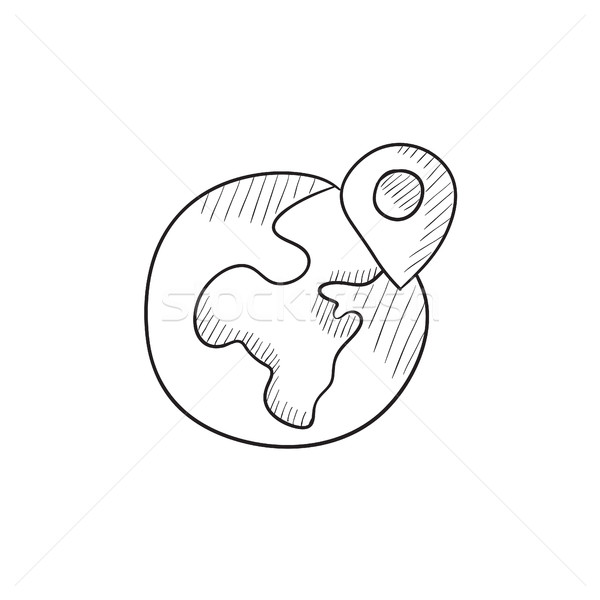 600x600 Globe With Pointer Sketch Icon. Vector Illustration Andrei - Sketch Globe