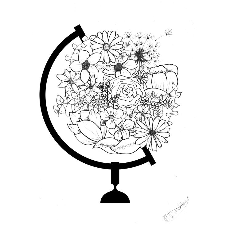 736x736 Drawn Globe Sketched - Sketch Globe