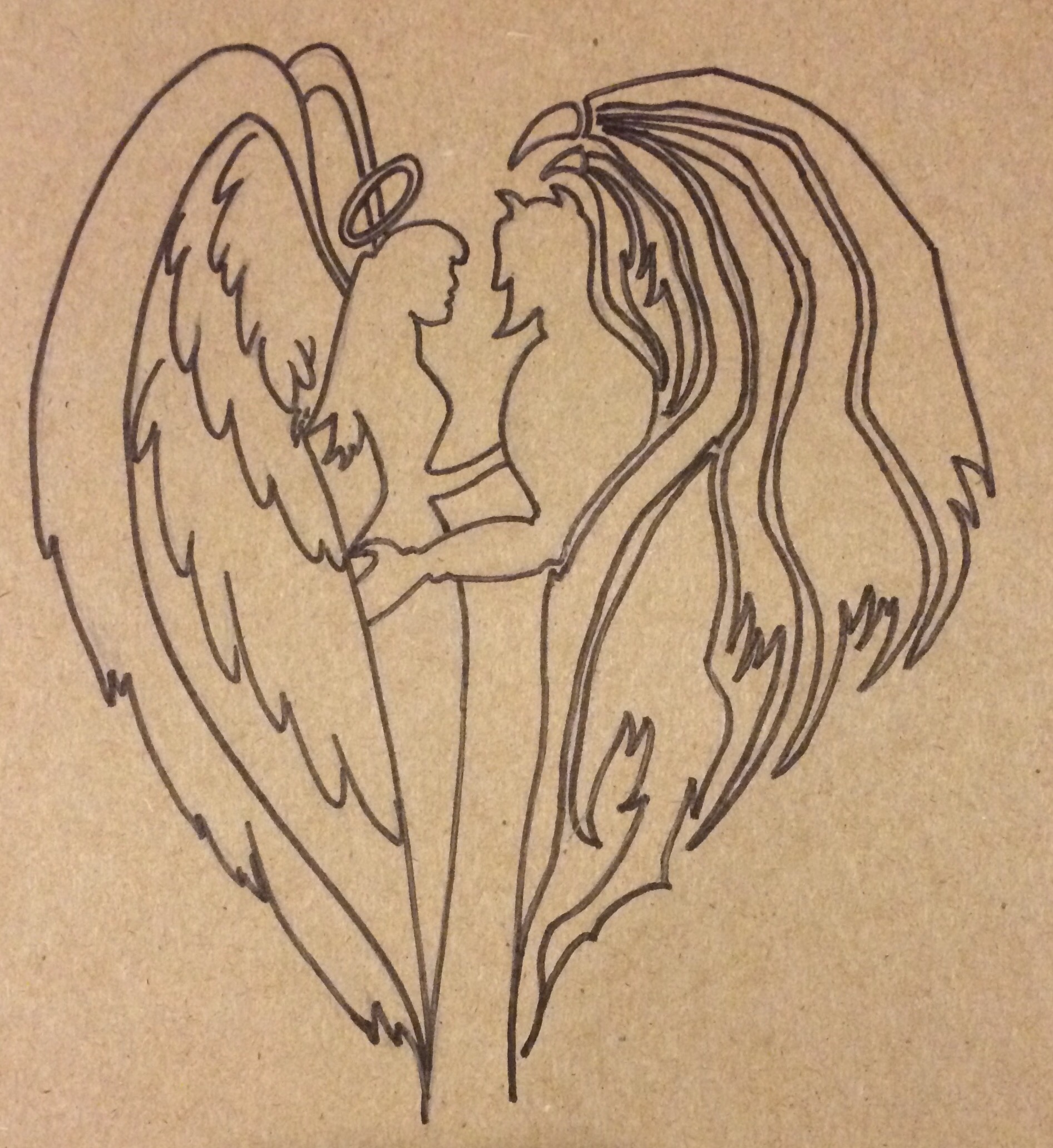 1893x2064 Good Vs Evil Valentine Sketch Skullenwink Studio - Sketch Good