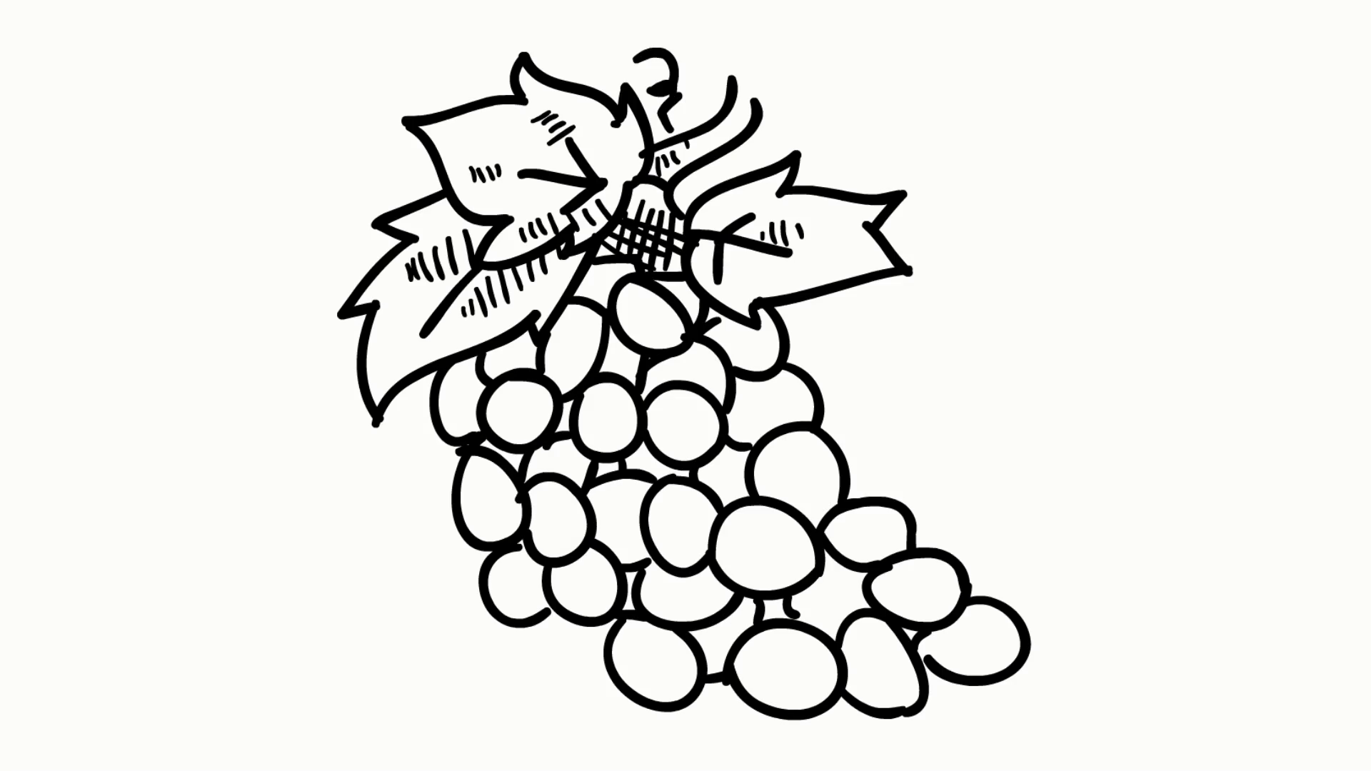 1920x1080 Grapes Fruit Food Line Drawing Illustration Animation Transparent - Sketch Grapes