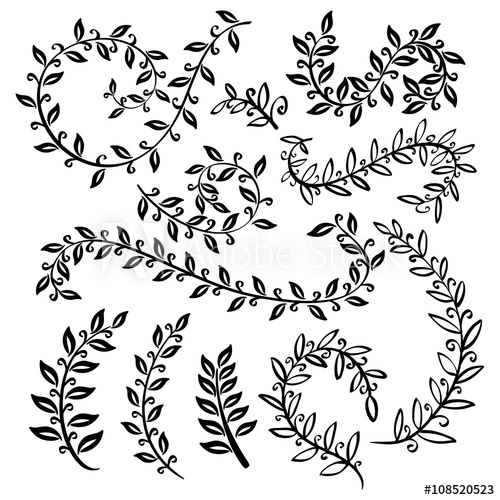 500x500 Vignettes And Floral Border Monochrome Vintage Set With Herbs - Sketch Greeting Cards