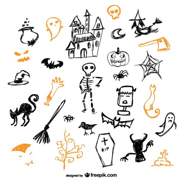 626x626 Sketch Of Halloween Icons Vector Free Download - Sketch Halloween