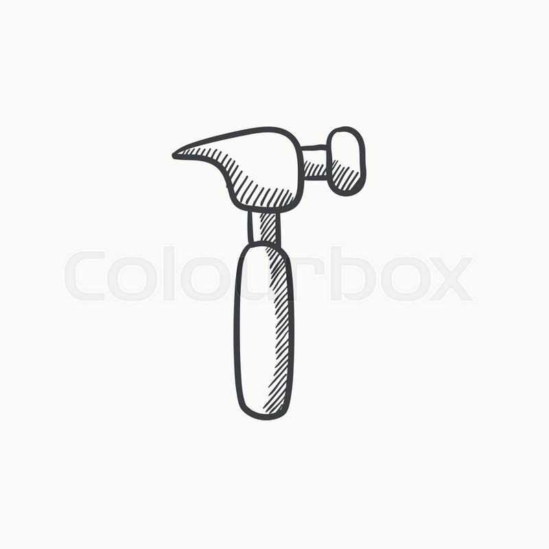 800x800 Hammer Vector Sketch Icon Isolated On Background. Hand Drawn - Sketch Hammer