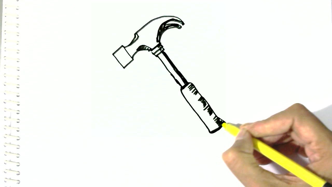 1280x720 How To Draw A Hammer In Easy Steps For Children. Beginners - Sketch Hammer