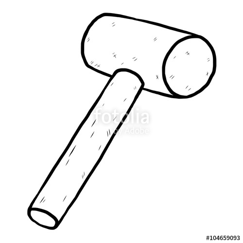 500x500 Mallet Hammer Cartoon Vector And Illustration, Black And White - Sketch Hammer
