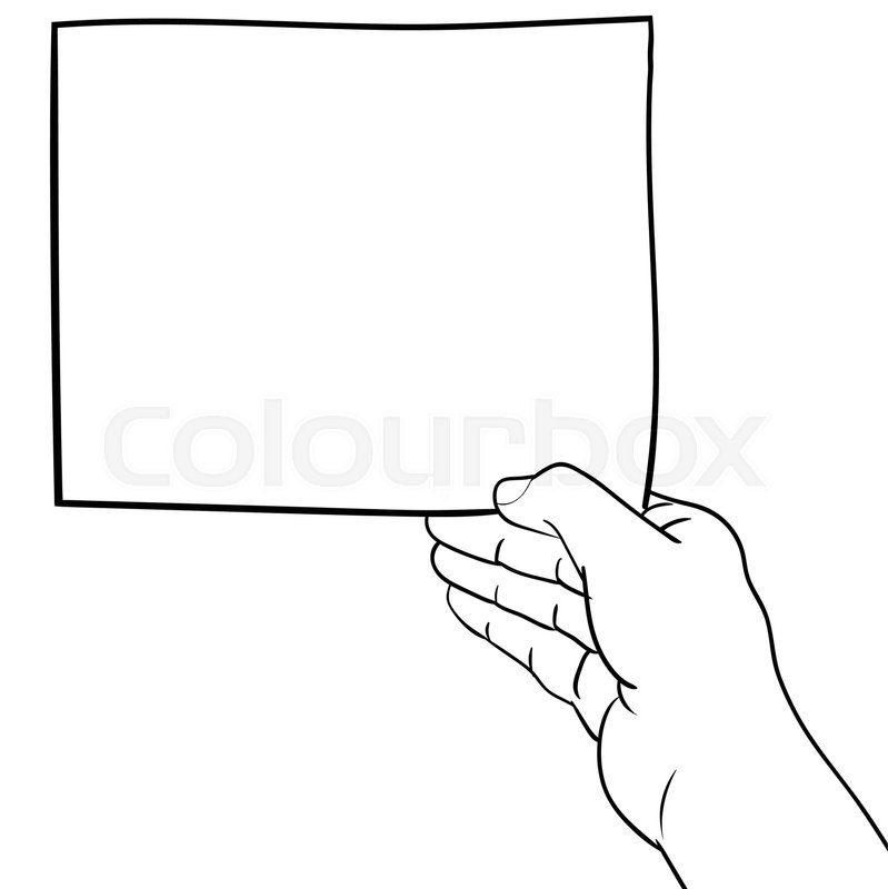 799x800 Hand Drawn Sketch Of Hand Holding Blank Paper, Black And White - Sketch Hands Holding
