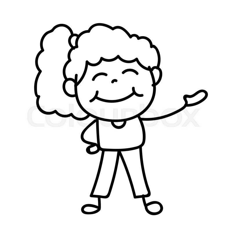 800x800 Hand Drawing Happy People, Girl Smile And Happiness Life, Vector - Sketch Happy