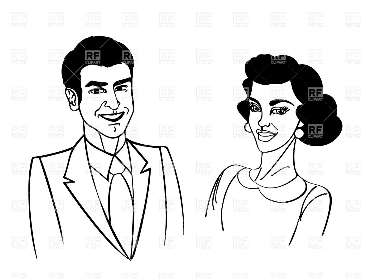 1200x900 Hand Drawn Sketch Of A Happy Couple Vector Image Vector Artwork - Sketch Happy