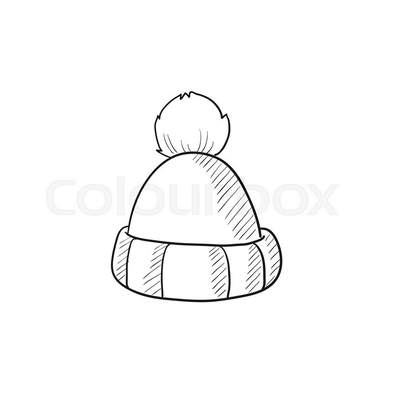 800x800 Knitted Hat Vector Sketch Icon Isolated On Background. Hand Drawn - Sketch Hat