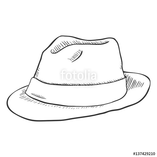 500x500 Vector Single Sketch Fedora Hat Stock Image And Royalty Free - Sketch Hat