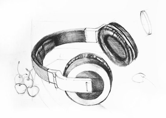 550x392 Drawing Sketch Of Headphones Posters By Oanaunciuleanu Redbubble - Sketch Headphones