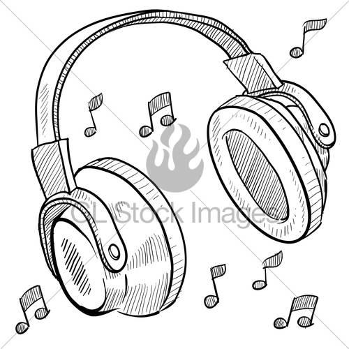 500x500 Headphones Sketch Gl Stock Images - Sketch Headphones