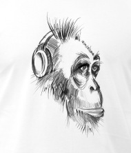 190x222 Leader Designs Monkey Ape Pencil Sketch Headphones Mens T Shirt - Sketch Headphones