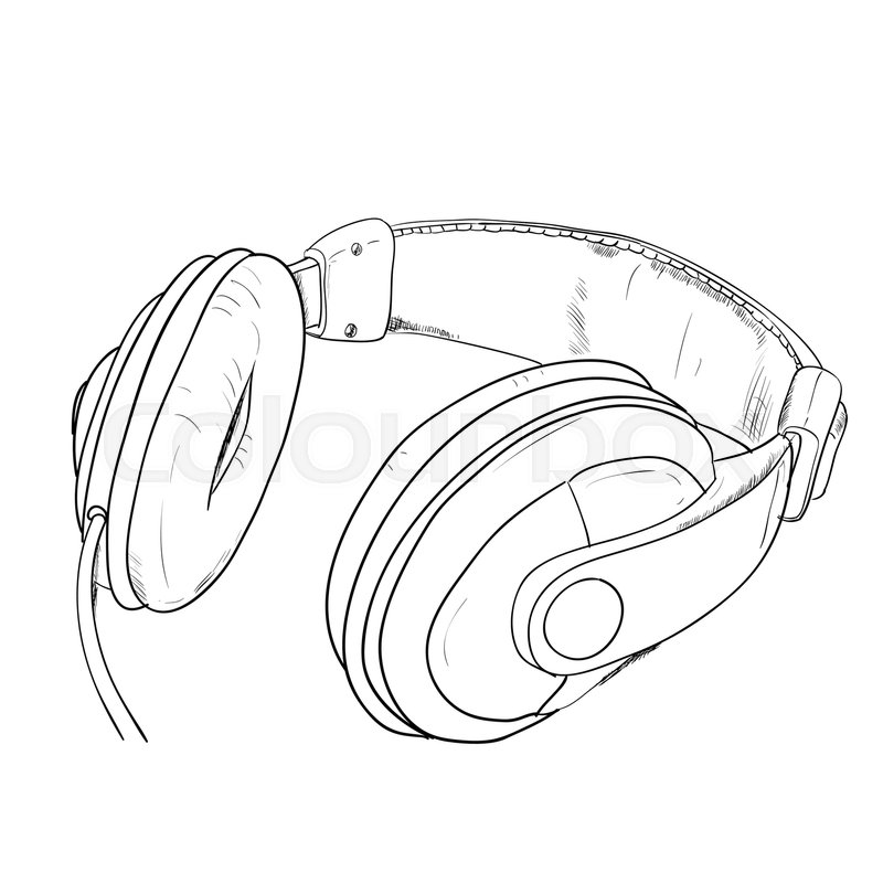 800x800 Vector Sketch Of Headphones. Hand Draw Illustration. Stock - Sketch Headphones
